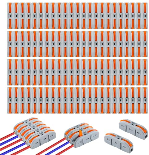 WENLISELL 120Pcs Lever Wire Connectors, 28-12AWG | Split Push in Lever Nut, 1 to 1 Compact Wire Connectors, 1 Conductor, DIY Lever Nut Assortment