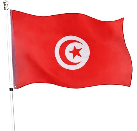 Grand drapeau tunisien 152 x 91 cm – Parfait pour les événements tunisiens ou les occasions – Lot de 1