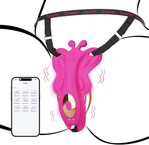 Tragbarer Butterfly Vibration für Sie Klitoris Stimulation，Vibrator mit Fernbedienung APP, BDSM Auflegevibrator Vibratoren Leise mit Gürtel Sex Spielzeug für die Frau mit 9 Vibrationsmodi