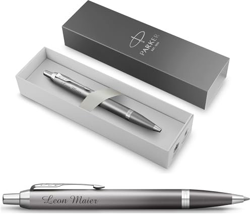 PARKER IM Rituals Grey Chrome Kugelschreiber mit Gravur | Premium Stift | Geschenkbox | personalisiertes Geschenk | | Geburtstag (Grey Chrome)