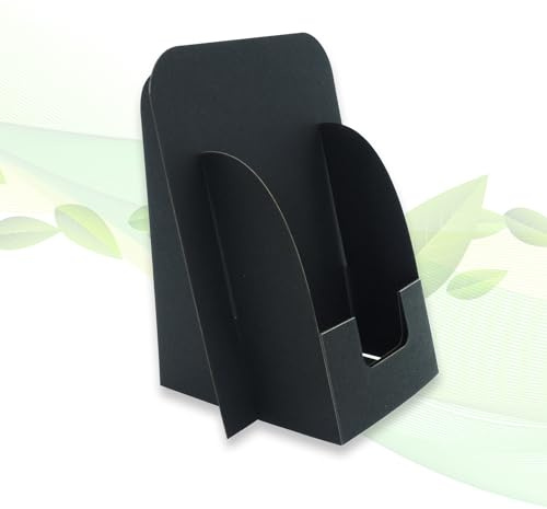 thefoldstands 5 faltbare ökologische Visitenkartenständer Black Design für Visitenkarten 5,5 x 9,0 cm vertikal, Visitenkartenthalter FSC- Karton, kurz-bis mittelfristigen Einsatz