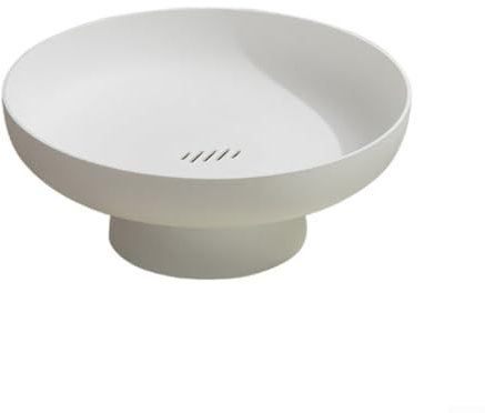 Stabile Obstschale mit Abfluss, perfekt zum Präsentieren von Obst und Gemüse, einzigartiges Deko-Element (weiß)