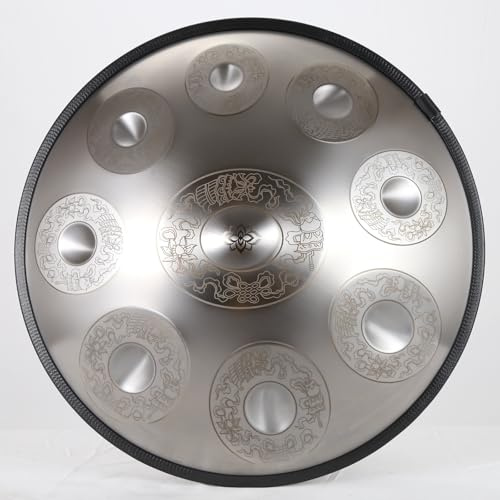 Handpan Drum, 9/10/12 Töne, 22 Zoll, Silber – Auspicious Cloud Handpan-Trommel, Stahl-Percussion-Trommelinstrument Mit Reisetasche(9 Notes (432Hz))