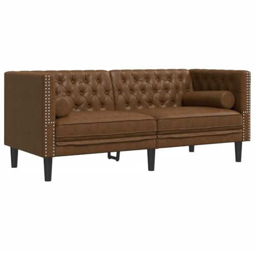 vidaXL Canapé Chesterfield avec traversins 2 Places Similicuir Daim, canapé, canapé rembourré, canapé à 2 Places, Causeuse, siège de Salon