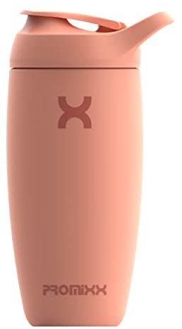 Promixx Pursuit Shaker Bottle New Edition - Insulated Stainless Steel Water Bottle and Blender Cup, 550ml, Coral