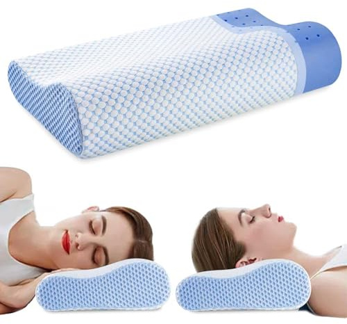 Almohada ergonómica de espuma viscoelástica para aliviar el dolor de cuello, almohada ortopédica de contorno cervical para personas que duermen de lado, espalda y estómago, almohada de apoyo para el
