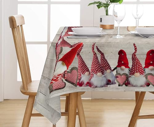 IlGruppone Tovaglia in Cotone con Stampa Digitale Ad Alta Definizione Varie Fantasie Natalizie Copritavolo Natalizio Idee per La Casa Natale - Gnomi - 145x250 cm