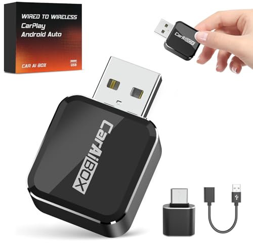 Robofun Carplay Wireless Adapter, Carplay Adapter kabellos kompatibel mit car Connect pro, Bluetooth 5.0, Stabile Verbindung, mit USB Typ A und Typ C