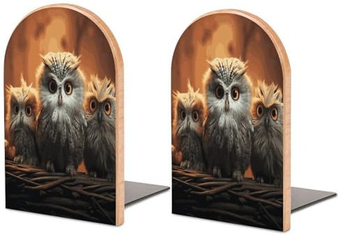 Buchstützen aus Holz, niedliche Eule, Baby, bedruckt, einzigartige Buchstützen, zum Halten von Büchern, kreativer Buchhalter, Stopper für Büroakten, Zeitschriften, Küchenbücher