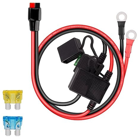Fnfhsa Cable de 10 AWG de Portafusibles Doble Positivo Negativo Estilo ATC con Terminales de Anillo y Conectores de 45 a para AutomocióN