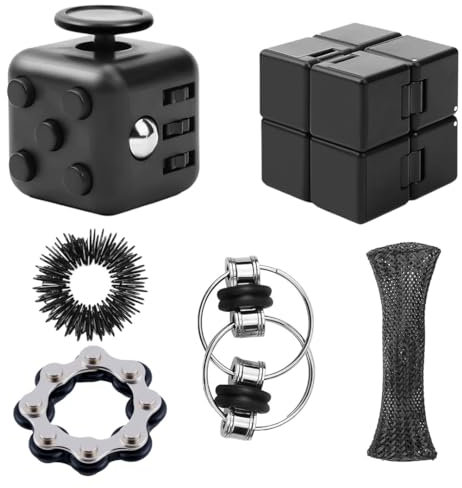 Fidget Cube Anti Stress Jouet Cube De l'Infini 6Pcs Fidget Toy Cube Anti-Stress avec 6 Modules Apaisants Fidget Pad Gadget Sensoriels Cadeau Cube De Stress pour Enfants Adultes