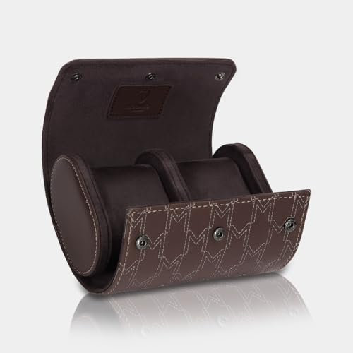 MODALO Optimus Watch Roll for 2 Watches – Uhrenrolle aus Mikroleder, Luxuriöses Travel Case für Herren & Damen, Kompakte Uhrenbox für Zuhause & Reisen (Braun)