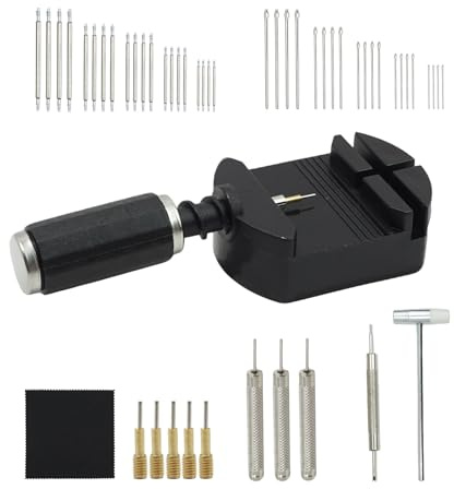 FunWorth 52 Stück Uhrenarmband Reparatur Werkzeug Set, für Armbandreparatur, Federstege, Stifte, Hammer inkl (Edelstahl), Uhrenpflege für Batteriewechsel, Größenanpassung, DIY Reparaturen