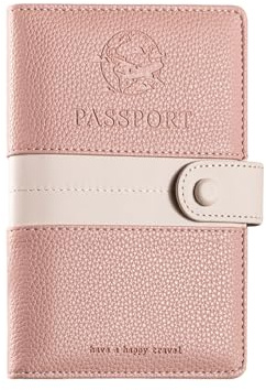 XFSRG Reisepass Tasche Damen PU Reiseorganizer Dokumente Travel Wallet Frauen RFID Reisepasshülle Passport Holder Hält Kreditkarten und Geldscheine Reise Essentials(Rosa)