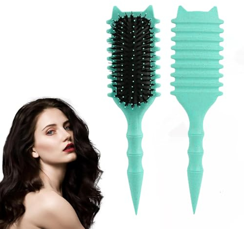 Frogetu Spazzola per Capelli Curva,Spazzola per Ricci Multifunzionale,Districante per Capelli Professionale,per Definizione Ricci,Curly Hair Brush