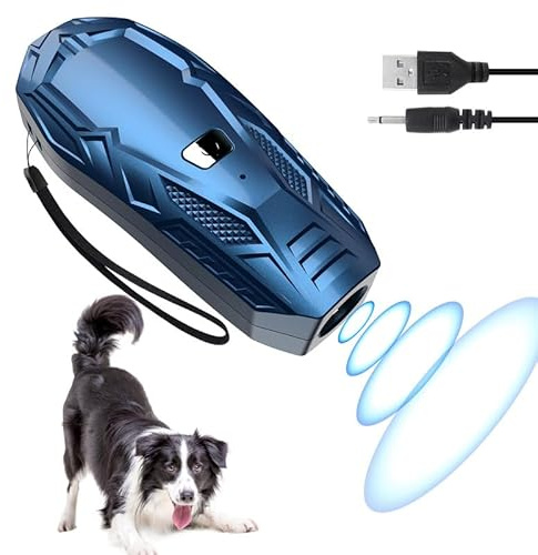 Queenmew Anti Bell Gerät Hunde, Tragbares Ultraschall Antibell Ultraschall Gerät mit Doppelfrequenz, 16.4 Fuß Effektives Antibell für Hunde für das Training im Innen- und Außenbereich