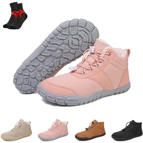 Vandringskängor for kvinnor och män, Vattentäta barfotaskor for vandring, Bekväma halkfria korta stövlar(908 pink,46 EU)