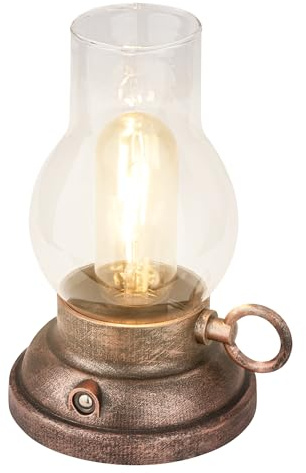 BRILONER - Lampara de mesa sin cable LED IP44 con control táctil, regulable, batería intercambiable, lampara mesita noche sin cable, lampara mesa LED recargable, 10,5x17,5 cm, bronce