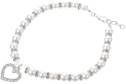 BAZEITFLOW Dog Necklace White Pearl Collar Pet Photography Collar Luxury Party Accessory for Small Breed Dogs Size l