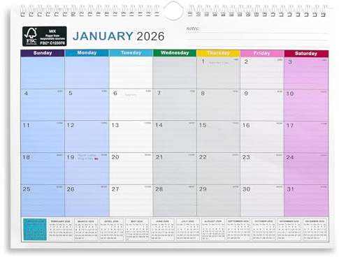 Kalender 2026/2027 Wandkalender 18 Monate Kalender A4 von Jan 2026 bis Jun 2027 Jahreskalender 2026 Wandkalender Familienplaner Monatskalender mit Spiralbindung Jahresplaner Familienkalender für Büro