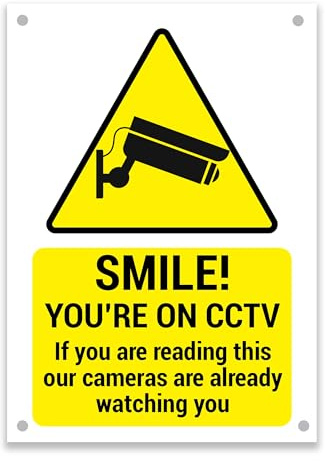 LP Lifestyle Smile You’re on CCTV Warning Sign – Weatherproof Rust-Free PVC Security Notice, Durable Waterproof Outdoor Sign with Camera Symbol A5 A4 A3 Portrait No.010 (A4 (210mm x 297mm) – Holes)