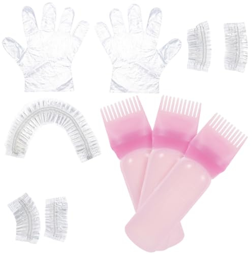 MUCKLILY Kit de Teñido de Cabello Rosa para Salón y Hogar Herramientas de Plástico para Decoloración y Aplicación Delicada del Tinte