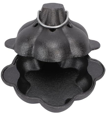 Focket Knoblauchbräter aus Gusseisen, Vorgebrannter Kartoffel-Knoblauch-Bräter mit Griff, Räucherofen, Mini-Cocotte, Räucherbox für den Küchenofen oder den Grill Im Freien