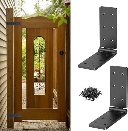 2 cerniere in ferro per cancello da giardino, per carichi pesanti, 270°, doppia cerniera pieghevole per compensato pesante, cancelli da giardino e recinzioni in legno