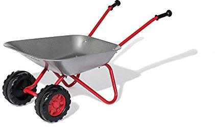 Rolly Toys Kinderschubkarre Doppelrad (Farbe silber/rot, Gartenschubkarre, Metallschubkarre, Spielzeug für Kinder ab 2,5 Jahren, belastbar bis 25 kg, Gartenwerkzeug für Kinder) 271849
