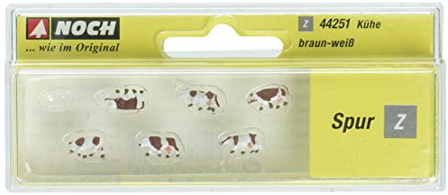 NOCH Kühe, braun-weiß, handkolorierte Figuren für Spur Z, ideal für Modellbau und Dioramen