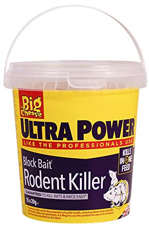 The Big Cheese Ultra Power Rodent Killer Bait Block - 15 x 20g, Kills Mice and Rats, Pest Control Product - Rat Killer Refill for Bait Stations- Super Strength Rat Poisoning, Red