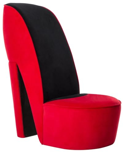 vidaXL Schuhsessel High Heel Design Sessel Stuhl Polstersessel Wohnzimmersessel Loungesessel Relaxsessel Hocker Sitzhocker Rot Samt