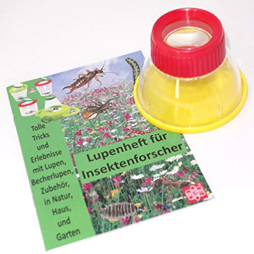 Bunte große Becherlupe Lupendose 6X Vergrößerung mit Lupenheft für Entdecker