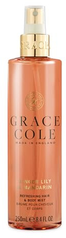 Grace Cole Body Spray 250ml - Ginger Lily & Mandarin Fragrance - Womens Hair & Body Mist - Refreshing, Moisturising Spray With Essential Oils - Vegan - Made In England