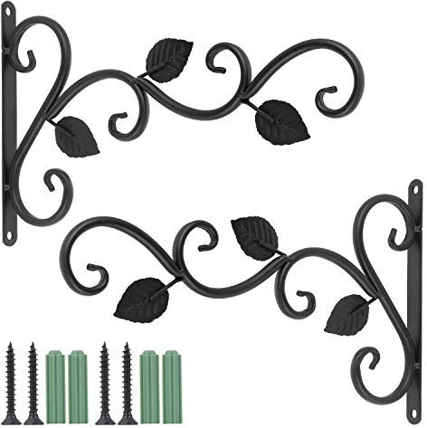 Fippy 2PCS Wandbehang Korbhalterungen, Eisen Pflanzen Kleiderbügel Wandhaken, Blumenampelhalter Pflanzenhalterung für Laternen Pflanzer Vogelhäuschen Windspiele