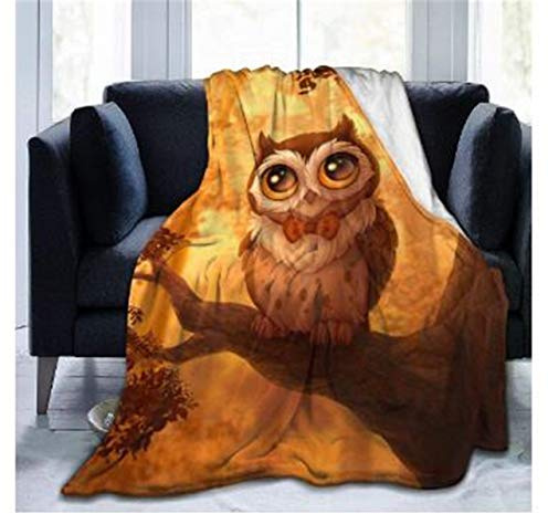 FANSU Kuscheldecke Flanell Decke, 3D Drucken Microfaser Flauschig Weich Warm Plüsch Wohndecke Fleece Tagesdecke Decke für Sofa und Bett (Eule,150x220cm)
