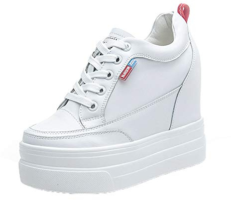 Scarpe con Plateau da Donna Sneakers Basse con Lacci Traspiranti Scarpe Casual con Zeppa Nascosta Antiscivolo per Abbigliamento da Strada