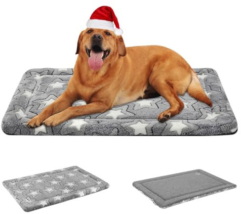 EMPSIGN Hundebett Grosse Hunde, Waschbar Hundekissen (kühl und warm), Hundematte aus hochdichtem Schaumstoff für Käfige, grau, 107x71x2.8cm