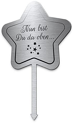 Grabschmuck Stern aus Edelstahl individuelle Gravur Namen oder Spruch | Grabgestecke selbst gestalten wetterfest mit Wunsch-Design | Für Menschen oder Haustiere