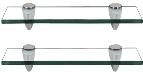 Randaco 2X Glasablage Glasregal, Glas Glasablage Klarglas mit Wandhalterung&8mm ESG Sicherheitsglas und Halterung, perfekt geeignet als Duschregal/Badablage für Bad, Küchen,Balkon (30x10x0.8 cm)