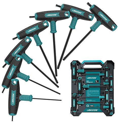 LIBRATON Cacciaviti Torx, Set di Chiavi con Impugnatura a T 7 Pezzi, T-Profilo Doppia presa Set, TX10-TX40, Per riparazioni auto e biciclette