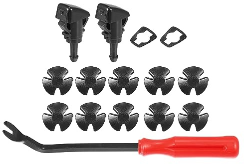 X AUTOHAUX Scheibenwaschdüsen Kit Für Dodge Grand Caravan 2008-2017 2 Pcs | Kunststoff, Gummi, Schwarz, Für Dodge Ram 1500/2500 2011-2017, Für Chrysler 300 2005-2010, Für Chevrolet Malibu 2005-2013