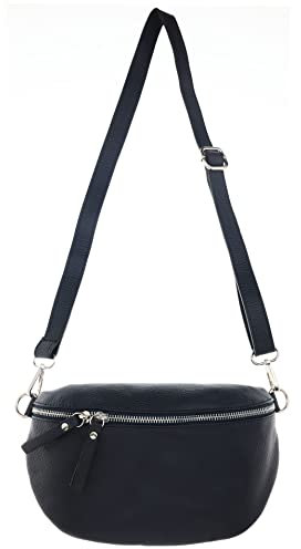 Zwillingsherz Bauchtasche mit Reißverschluss aus 100% Echtleder - Hochwertige Schultertasche zum Umhängen für Damen Frauen Mädchen – Crossbag groß und elegant - Umhängetasche Handtasche Bag