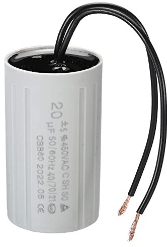 PATIKIL CBB60 20uF Running Capacitor, AC 450V 2 Wires 50/60Hz Cylinder 70x40mm for Water Pumps,Washing Machines Motor Start