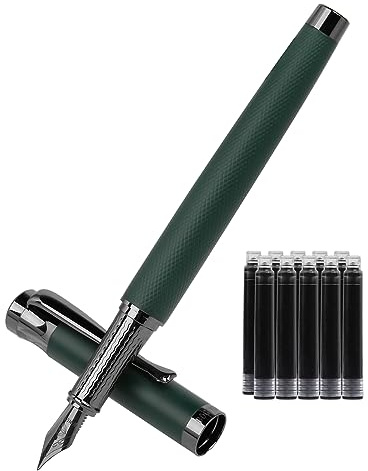 BOCIYER Luxury Fountain Pen Set,Ink Pen for Smooth Writing,Medium Nib,Includes 10 Ink Cartridges&Ink Converter,Best Pen Gift Case for Men & Women,fancy,calligraphy,Executive,Office pen-Green