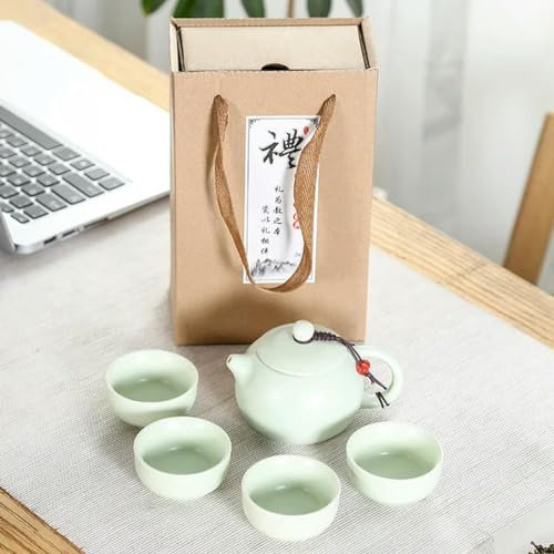 QQLADY Service à thé Chinois Kung Fu, Service à thé de Voyage, Service à thé Portable en céramique, théière, infuseur, Tasse à thé