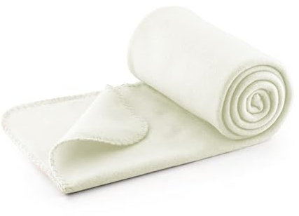 Acomoda Textil - Manta Tejido Polar 100x150 cm. Manta Cálida, Transpirable, Suave y Ligera para Sofá, Cama y Viaje. (Beige)