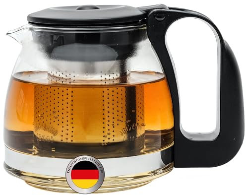 spar-home® Teiera in vetro di alta qualità, resistente al calore, con coperchio, teiera con filtro in acciaio inox, teiera con filtro in acciaio inox, teiera con colino, teiera in vetro (700 ml)