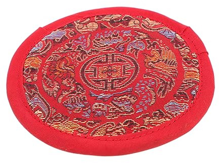 Stickkissen für Klangschalen Herbst Feier, Buddha Sound Bowl Matte Rot | Baumwolltuch, Leicht und Kompakt, Schlichtes Design für Buddhistische Rituale und Zubehör