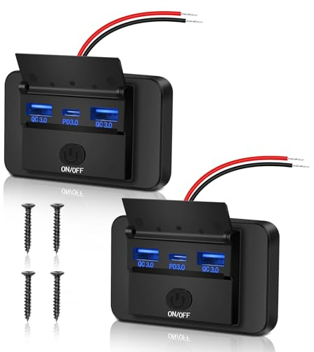 Daakro 2 Stück USB Ladebuchse 12V Autoladegerät 72W Dual QC3.0 USB & PD3.0